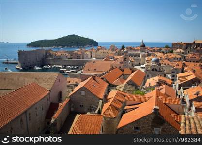 View to the Dubrovnik old town, Croatia.