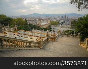 view to the Espanya Square in Barcelona, Spain