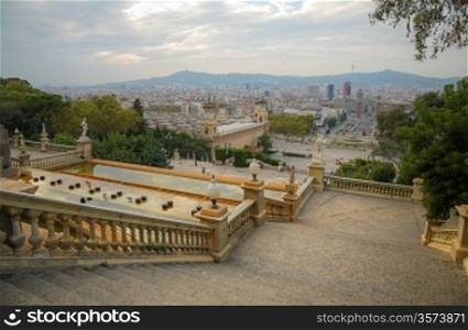 view to the Espanya Square in Barcelona, Spain