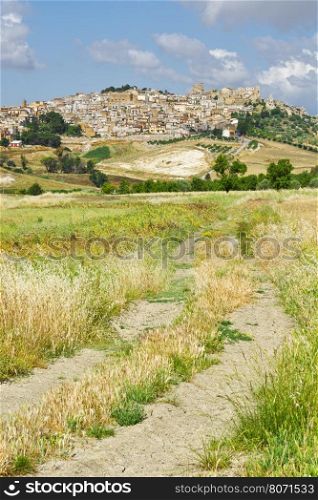 View to the Medieval City of Pietraperria in Sicily