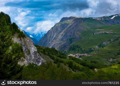 View to the village of La Grave in the Hautes Alpes in france