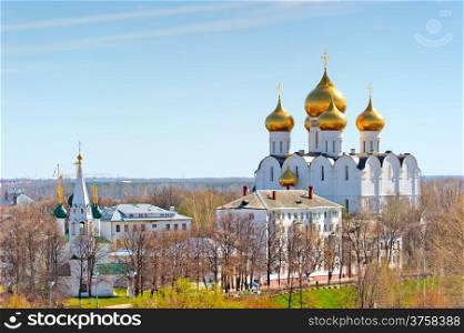 view urban architecture of Yaroslavl from above
