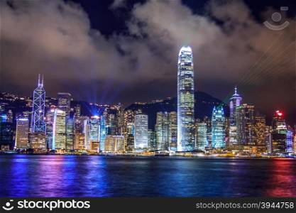 Viewpoint Of Famous Tourist Destination Hong Kong At Nigh