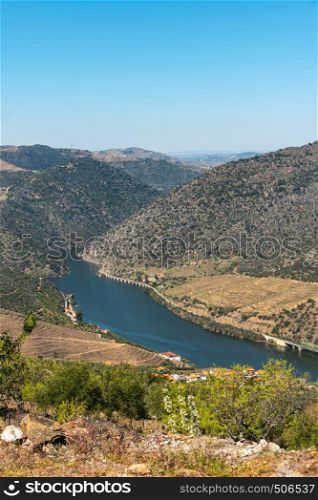 Viewpoint of Vargelas allows to see a vast landscape on the Douro and its man-made slopes. Douro Region, famous Port Wine Region, Portugal