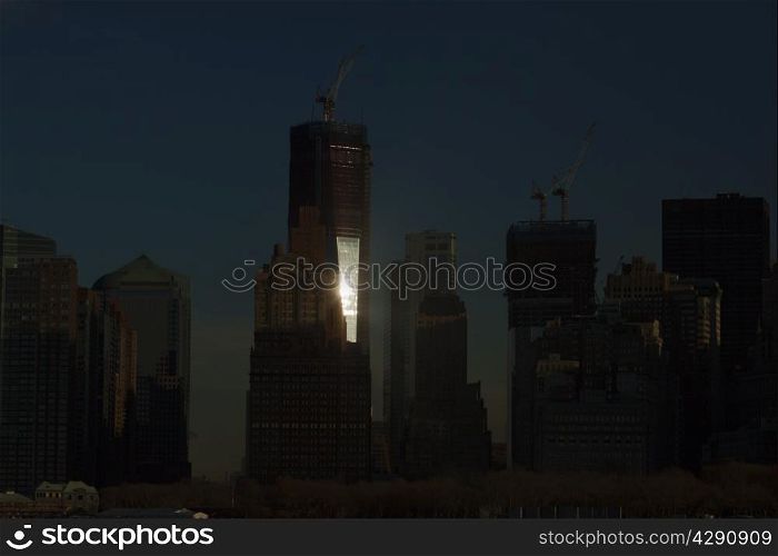 Views of New York City, USA, Freedom Tower and the World Trade Center.