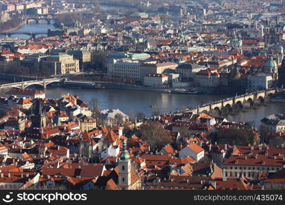 views of old town Prague with beautiful old buildings, Czech republic