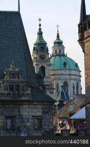 views of old town Prague with beautiful old buildings, Czech republic