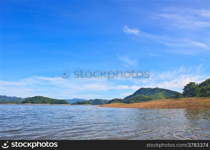 Views over the reservoir Kaengkrachan dam, Phetchaburi Thailand