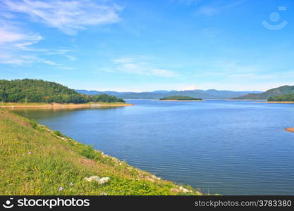 Views over the reservoir Kaengkrachan dam, Phetchaburi Thailand