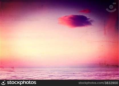 Viintage style of beautiful sunrise sky with lonely cloud