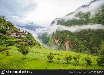 Village at the mountain in India
