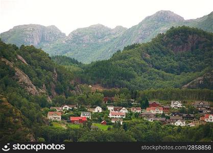 Village in a norway mountains