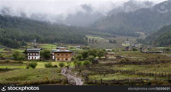 Village in Phobjikha Valley, Bhutan