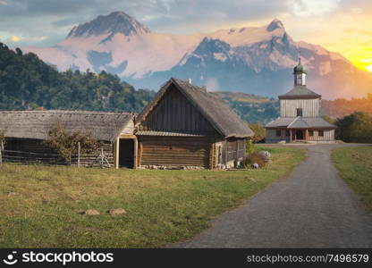 Village in the mountains. Landscape