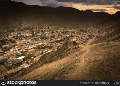 Village in the mountains of Peru. Near lima