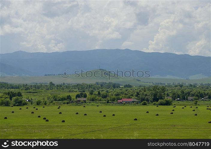 village landscape in mountains in the summer