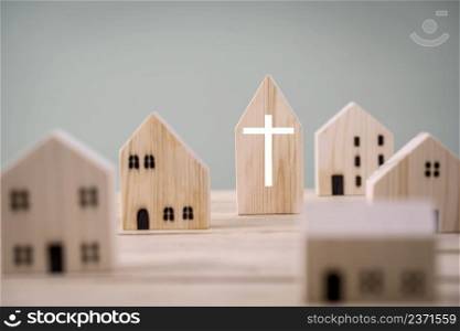 Village of church for catholics , community of Christ , Concept of hope , christianity , faith, religion and church online.