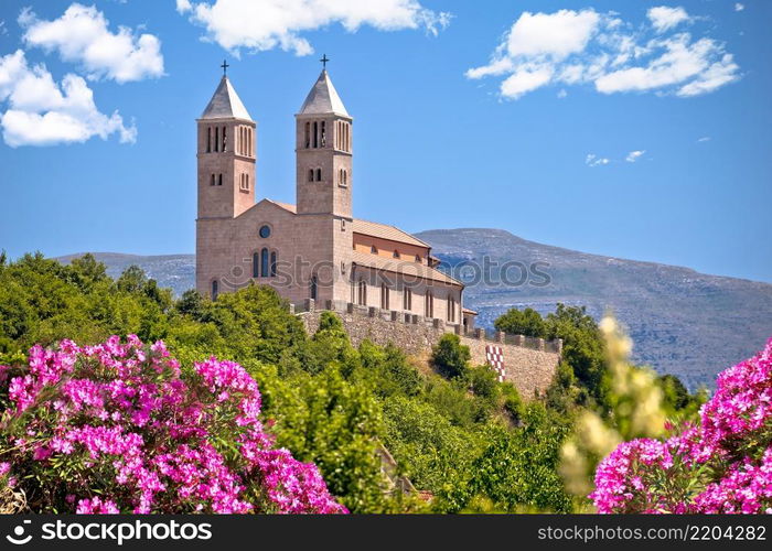 Village of Kijevo croatian church on the hill, Dalmatian Hinterland of Croatia