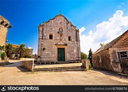 Village of Skrip church and square view, Island of Brac, Dalmatia, Croatia