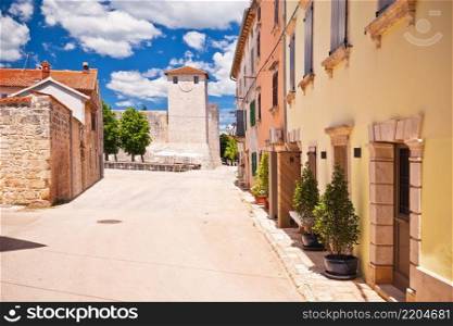 Village of Svetvincenat ancient square and colorful architecture view, Istria region of Croatia