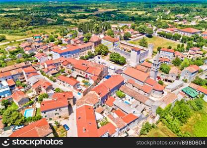 Village of Svetvincenat in inland Istria aerial view, Istria region of Croatia