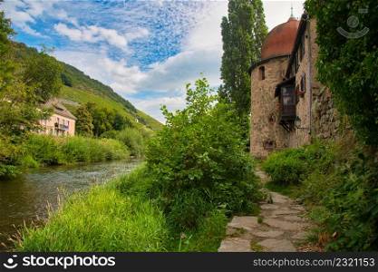 Village of thann in the vosges mountains in france