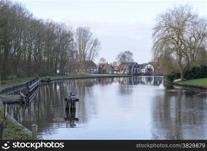 village Ossenzijl in holland near the water in autumn