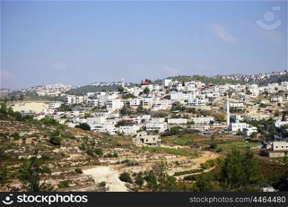 Village with white houses near Jerusalem in Israel