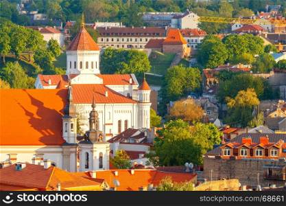 Vilnius. Aerial view of the city.. View of the historic center of Vilnius from Gediminas Hill. Lithuania.