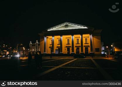 Vilnius, Lithuania: the Town Hall, Lithuanian Vilniaus rotuse at night time