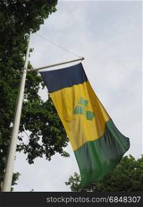 Vincentian Flag of St Vincent And The Grenadines. the Vincentian national flag of St Vincent And The Grenadines, America