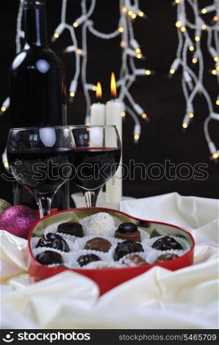 vine chocolate and praline decoration closeup