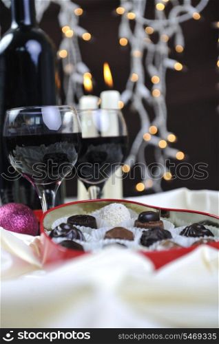 vine chocolate and praline decoration closeup