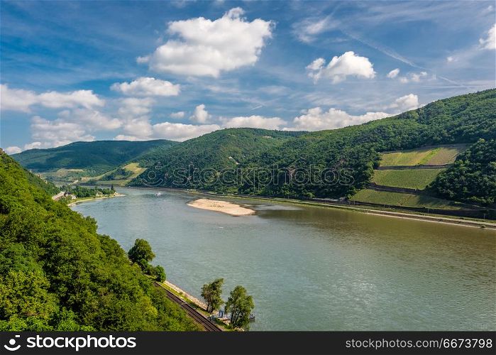Vineyards at Rhine Valley in Germany. Vineyards at Rhine Valley (Rhine Gorge) in Germany