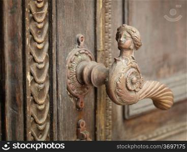 vintage aged door handle in tallinn, estonia