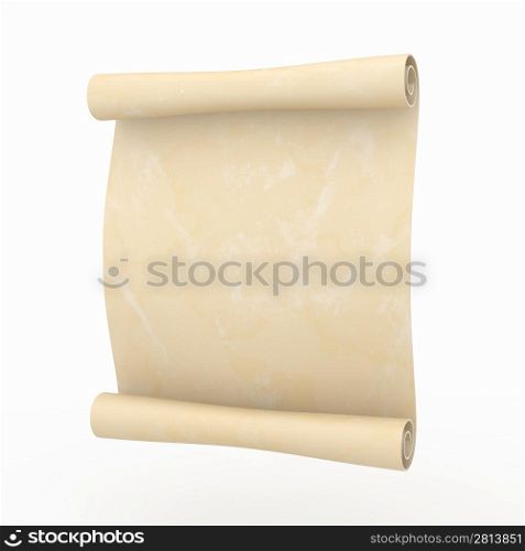 Vintage aged papyrus on white isolated background. 3d
