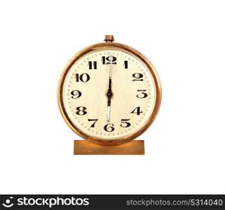 Vintage and old clock isolated on a white background.