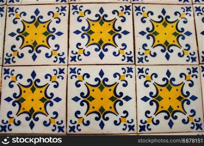 Vintage azulejos (ancient tiles) at Portugal