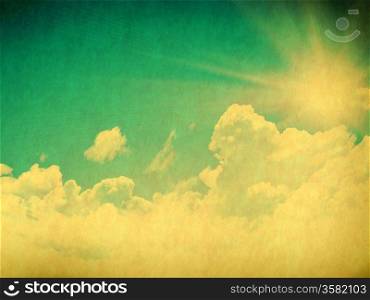 Vintage background in the blue shade with clouds