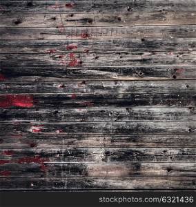 Vintage background of timber boards wooden . Black red old rustic background