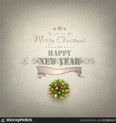Vintage Background With Christmas Wreath And Title Inscription
