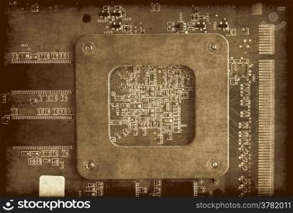 Vintage background with electronic circuit board