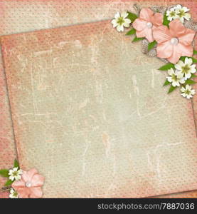 Vintage background with lace and flower composition