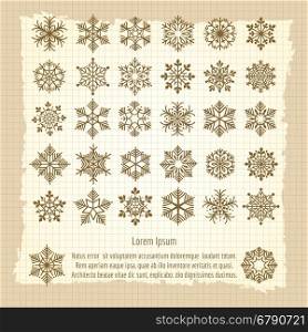 Vintage background with snowflakes set. Vintage background with snowflakes set. Retro vector illustration
