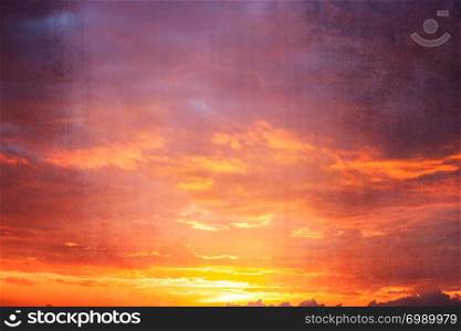 Vintage beautiful sky at dusk, retro filter effect