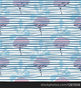 Vintage beetroot backdrop. Hand drawn beet seamless pattern on stripes background. Botanical wallpaper. Design for fabric, textile print, wrapping paper, kitchen textiles. Vector illustration. Vintage beetroot backdrop. Hand drawn beet seamless pattern on stripes background.