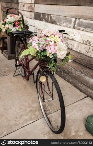 Vintage bicycle with flower basket