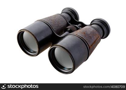 Vintage binoculars. Vintage binoculars isolated on white background