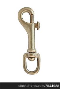 vintage brass eye snap hook over white, clipping path