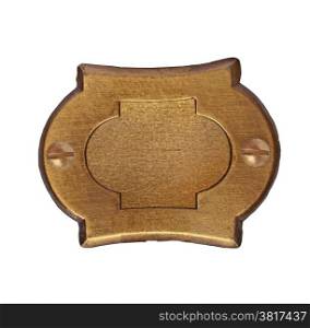 vintage brass number plate over white, clipping path